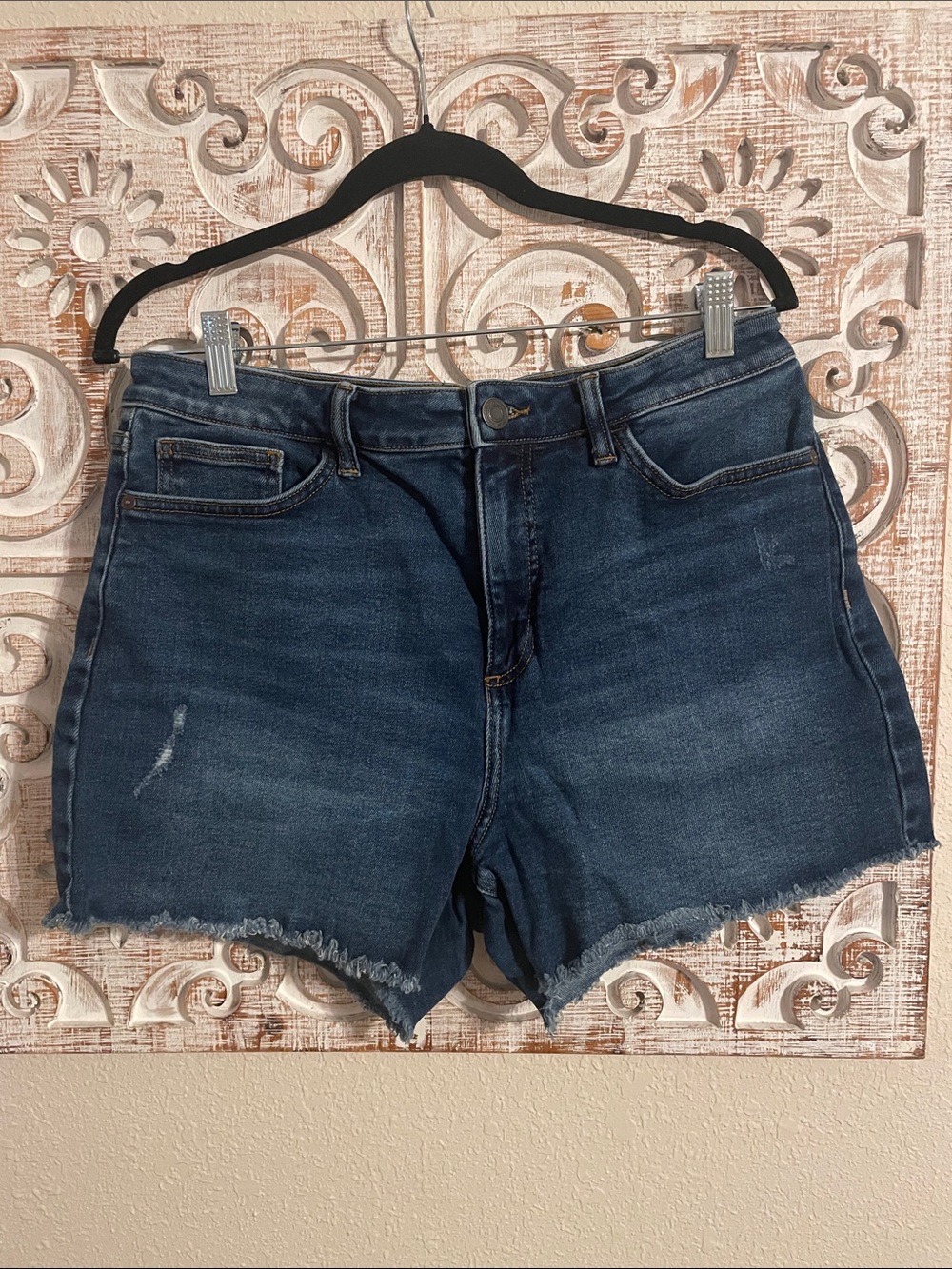 LC Lauren Conrad Blue Denim Shorts with Gold Stitching